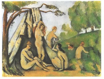 Badegäste vor einem tendieren Paul Cezanne Ölgemälde